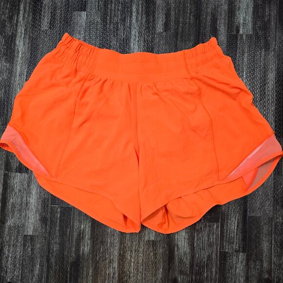 Lululemon Hotty Hot Shorts LR Highlight Orange II Long Size 6 W7AWBT - Picture 1 of 6
